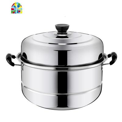 不锈钢蒸锅二层四层 加厚蒸笼蒸格汤锅双层煤气电磁炉蒸锅具 FENGHOU 四层加厚蒸锅-26cm