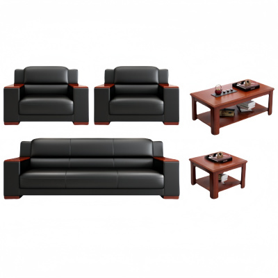 悦兴诚办公沙发206*84*93cm(1+1+3+茶几+边几)套