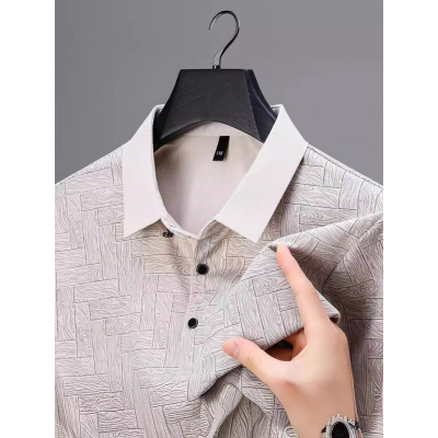 夏季新款商务polo衫短袖T恤男翻领时尚休闲印花保罗体恤衫爸爸装