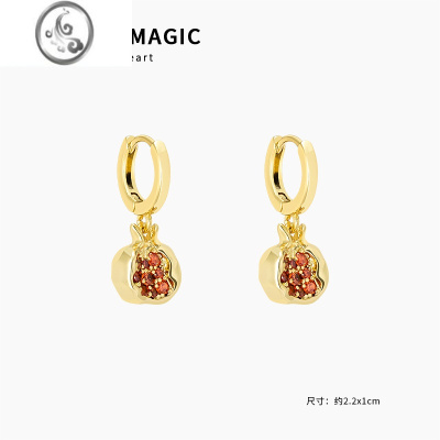 JiMi夏季水果小众耳环小众设计感石榴耳扣2023新款耳饰女高级感ins潮