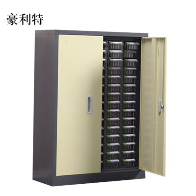 豪利特文件柜零件整理柜抽屉式铁皮柜分类柜文件柜75抽透明带门小号抽屉
