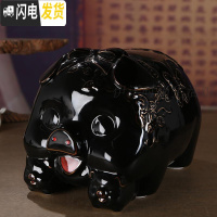 三维工匠网红儿童存钱罐大人家用陶瓷猪不可取储蓄罐超大号储钱罐女生可爱 大蝴蝶黑猪(可取)