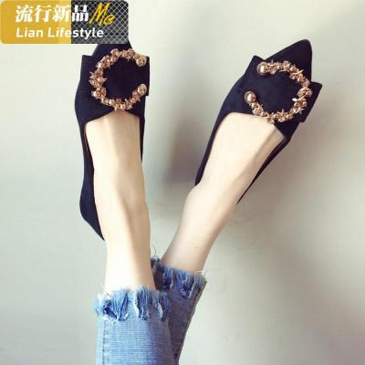 单鞋女2020新款春季春款平跟尖头真皮平底女鞋春秋羊皮豆豆鞋瓢鞋知义(ZHIYI)休闲鞋