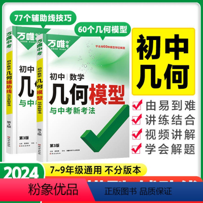 几何[辅助线+模型]2本套装 初中通用 [正版]2024几何辅助线初中数学解题方法与技巧几何专项训练中考七八九年级教辅书