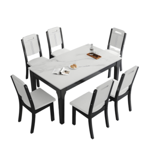 涵美大成 实木岩板餐桌椅组合 一桌四椅 套