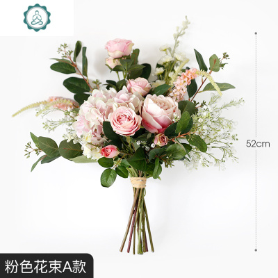 森系手捧花仿真花束玫瑰花假花摆件客厅茶几装饰花绢花封后花束I仿真植物