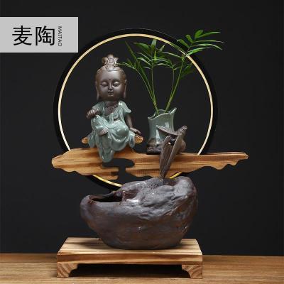 美帮汇创意客厅流水器喷泉加湿器轮办公室家居工艺摆件开业礼品