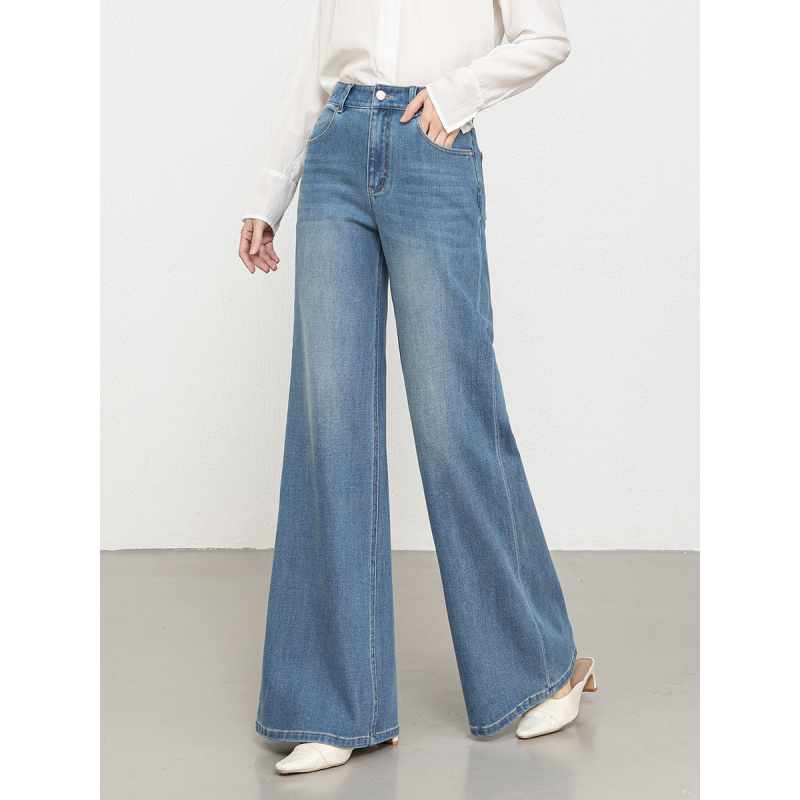 四面弹高腰显瘦喇叭裤女20266年春季韩版垂感牛仔筒喇长裤