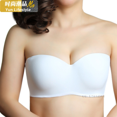 YUNWUXIN无肩带大码薄款聚拢防滑上托大胸美背隐形显小婚纱文胸内衣女抹胸抹胸