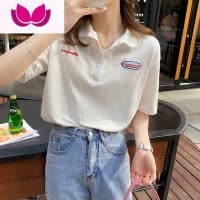 七斓polo领短袖t恤女夏2023年新款宽松设计感小众白色上衣体恤
