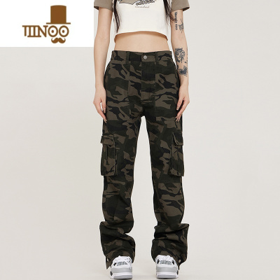 YANXU0123Start 美式高街迷彩裤男女宽松直筒hiphop潮牌休闲复古工装裤