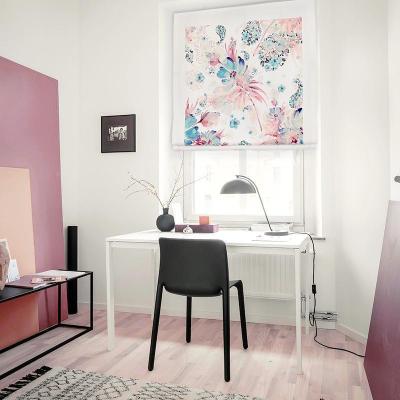 家柏饰(CORATED)窗帘 北欧粉色花卉遮光罗马帘升降帘成品 卧室飘窗定制窗帘