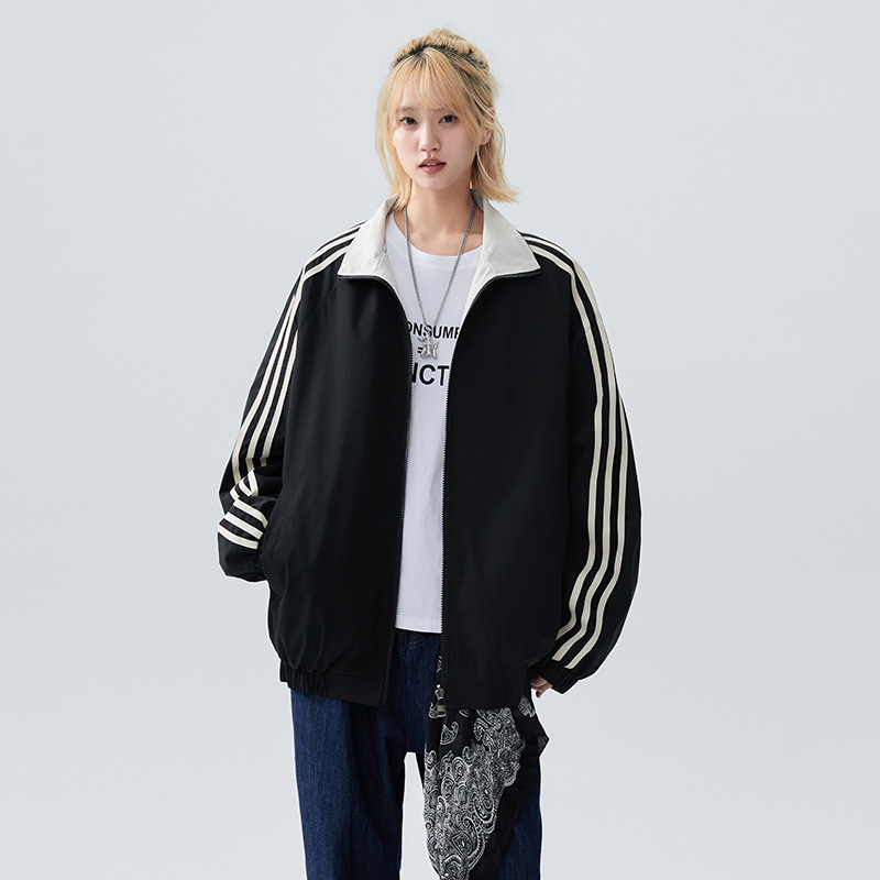 双面穿夹克外套男女同款春秋新款韩系穿搭宽松学生棒球服立领夹克