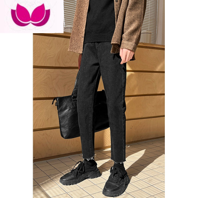 七斓夏季薄款裤子男款潮牌牛仔裤痞帅高级感小脚修身9九分烟管裤