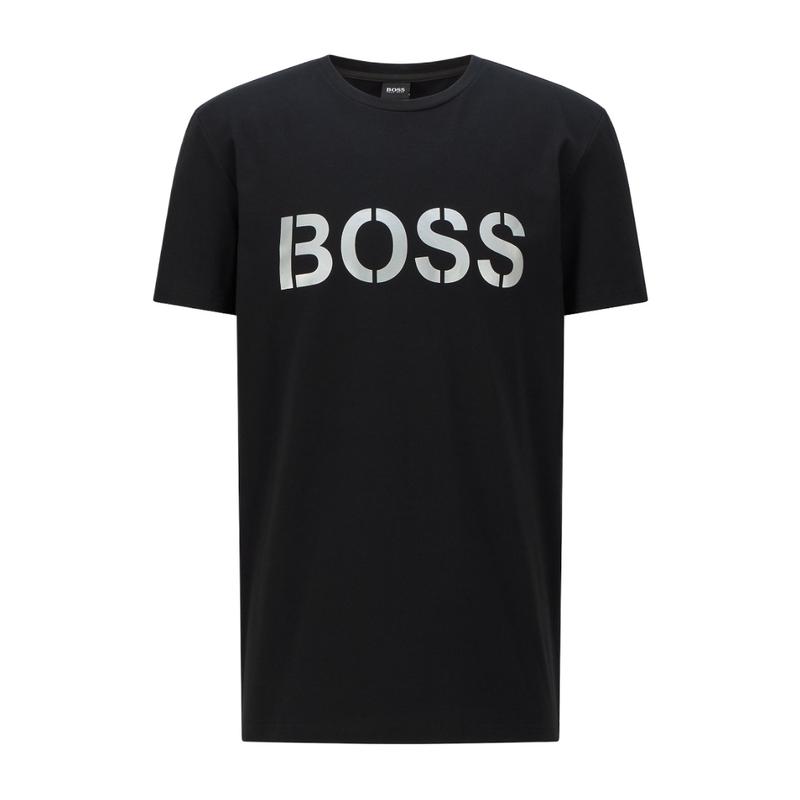 Hugo Boss平直下摆男士T恤 2024夏季简约舒适百搭logo印花圆领棉质短袖上衣