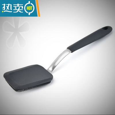 敬平创意硅胶洗锅刷厨房不粘油清洁刷不粘锅去污刷家用长柄刷锅碗器 E84-A-深灰色刷子