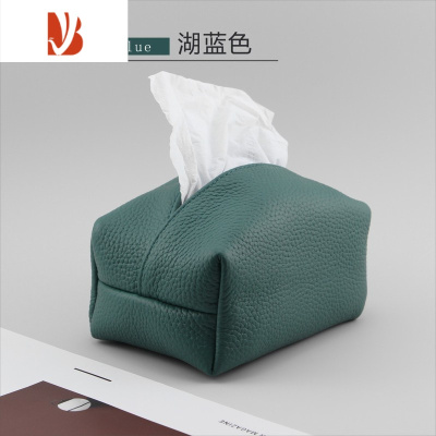 三维工匠自制好物 纸巾袋车家用高级感抽纸盒皮革车载可爱纸巾盒 头层 湖蓝 TOGO纸巾盒