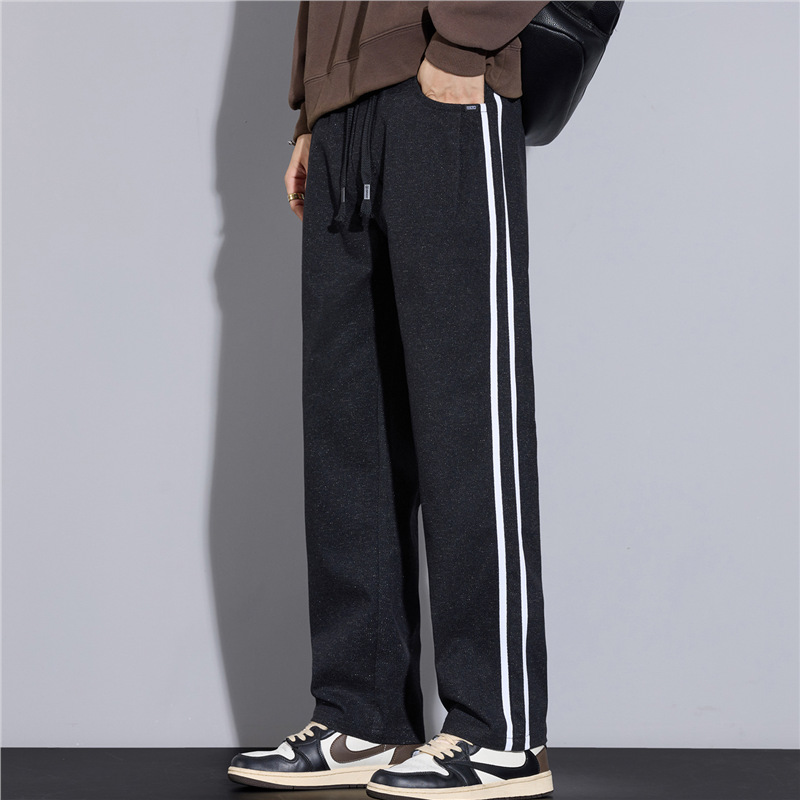 秋冬款新款男士休闲裤百搭时尚阔腿长裤大裤脚裤子磨毛潮流
