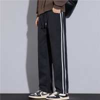 秋冬款新款男士休闲裤百搭时尚阔腿长裤大裤脚裤子磨毛潮流