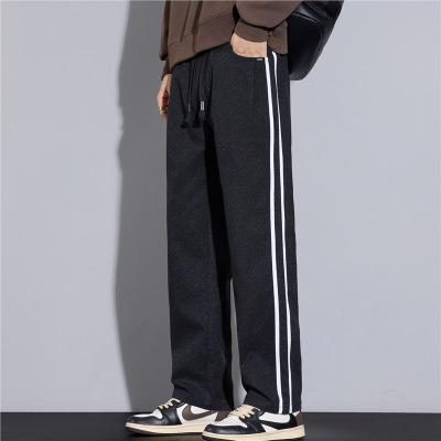 秋冬款新款男士休闲裤百搭时尚阔腿长裤大裤脚裤子磨毛潮流