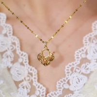 咖色满钻吊坠钛钢项链女2025新款潮气质百搭小众高级感锁骨链颈链送女朋友老婆情人节七夕生日礼物