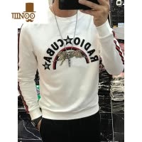 YANXU欧洲站新款男士卫衣刺绣圆领长袖潮流时尚青年痞帅休闲上衣