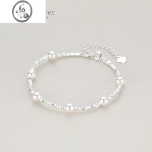 JiMiS925银银几两碎银子珍珠手链女生轻奢小众女士精致生日礼物 碎银子珍珠手链