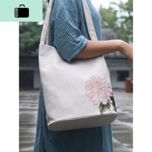 原创文艺帆布包 女棉麻森系学生古风休闲手绘帆布袋名族手提单肩NEW LAKE女士单肩包