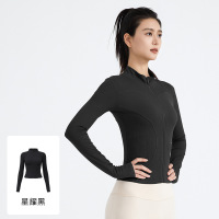 新款条纹立领显瘦修身运动外套女跑步健身瑜伽服外套