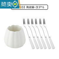 敬平水果叉子家用不锈钢水果签甜品叉咖啡勺套装收纳小叉子创意轻奢风 [1罐+6叉]荔枝白