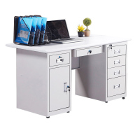 慧采云 钢制办公桌铁皮电脑桌带抽屉员工写字台职员单人财务桌办公桌1.4m