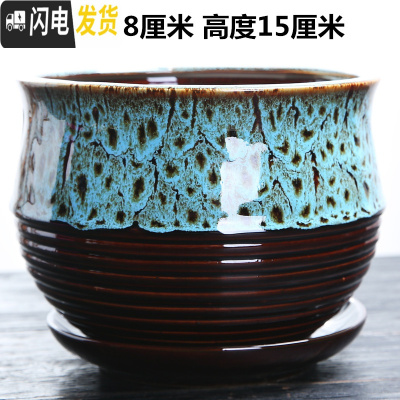 三维工匠花盆陶瓷大号特大号家用多肉小花盆塑料紫砂绿萝吊兰兰花 单个复古蓝色豹纹花盆 大花盆容器