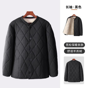 啄木鸟正品中老年人加绒加厚羊羔绒棉衣棉裤套装爸爸保暖防寒棉袄