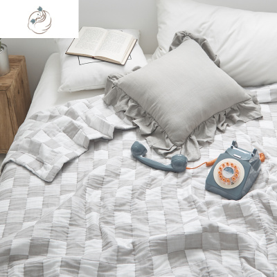 棉提花三层纱布夏被双人日式夏天薄被子棉夏凉被空调被可机洗舒适主义