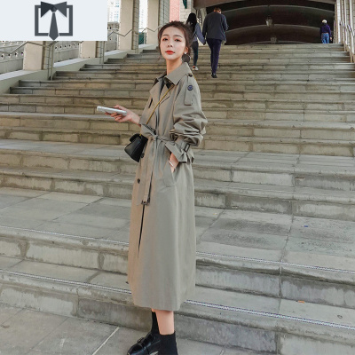 SUNTEK风衣女2020年春秋新款韩版宽松中长款小个子英伦风过膝气质外套风衣