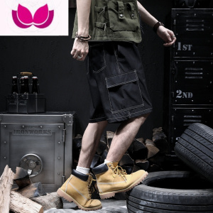 七斓工装休闲短裤男冰丝速干宽松运动户外大码胖子五分裤子外穿夏季潮