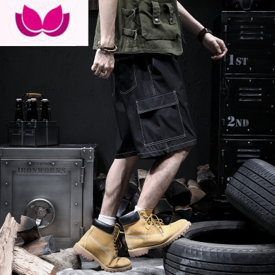 七斓工装休闲短裤男冰丝速干宽松运动户外大码胖子五分裤子外穿夏季潮