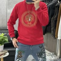 欧洲站长袖体恤卫衣男士潮流时尚烫钻龙头上衣穿潮in秋冬新款加绒
