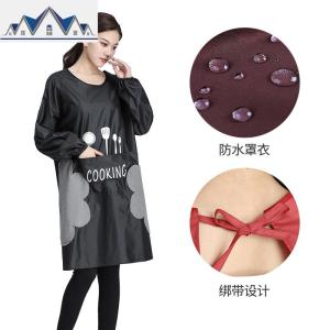 厨房罩衣大人长袖防水防油成人家用做饭男女工作可擦手围裙带袖子 三维工匠