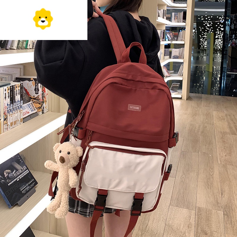 FENGHOU书包女韩版原宿ulzzang小初中生高中大学生可爱背包大容量双肩包