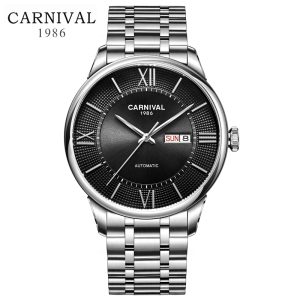 瑞士嘉年华(CARNIVAL)新款正品手表进口Miyota机芯自动机械表 男表时尚防水商务大表盘精钢男士腕表8846