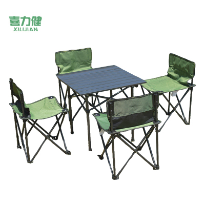 喜力健 户外折叠桌椅套装 方桌5件套-52*52*50CM 套