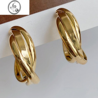 JiMi「港风少女」大圈圈金属蚊香盘耳夹无耳洞女复古素圈耳饰耳环耳圈