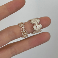 s925纯银镂空戒指女开口戒百搭个性时尚食指戒精致指环轻奢送女朋友老婆情人节七夕生日礼物