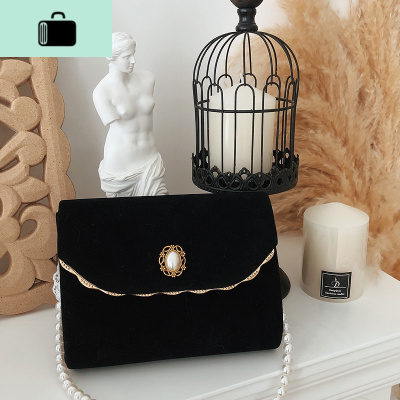 珍珠链条复古高级感包包女绒面斜挎百搭丝绒2019新款单肩斜挎包小NEW LAKE女士单肩包