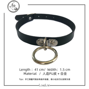 白色PU皮质吊坠铃铛项圈choker女颈带欧美朋克锁骨项链脖子饰品潮 JiMi