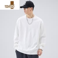 YANXU 260g宽松白色长袖t恤男款内搭卫衣纯色打底衫男