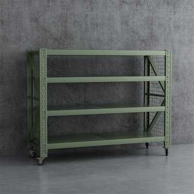 臻远 ZYJJ-HJ-083 可移动货架库房置物架带轮重型货架四层后背无网2000*800*1600mm/300kg