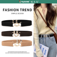 啄木鸟女士皮带2025新款松紧懒人羽绒服腰带牛仔裤带束腰弹力休闲