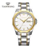 天王金标送福18k金logo尊享版男表商务休闲双历金色机械手表51018